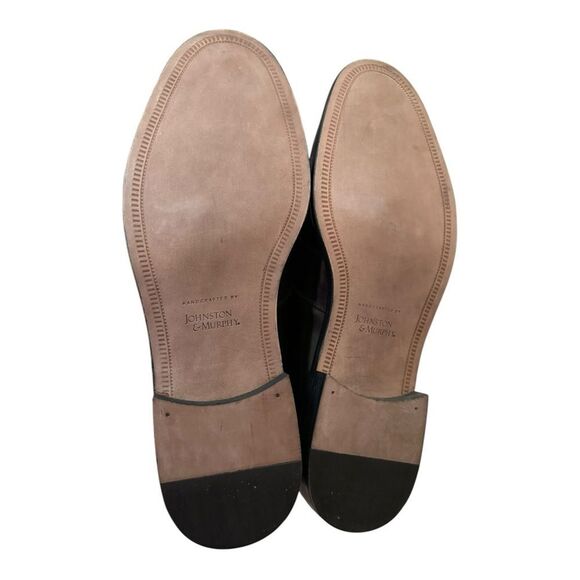 New Johnston & Murphy Men\'s Horner Black Leather Slip-on Loafers Dress Shoes 12